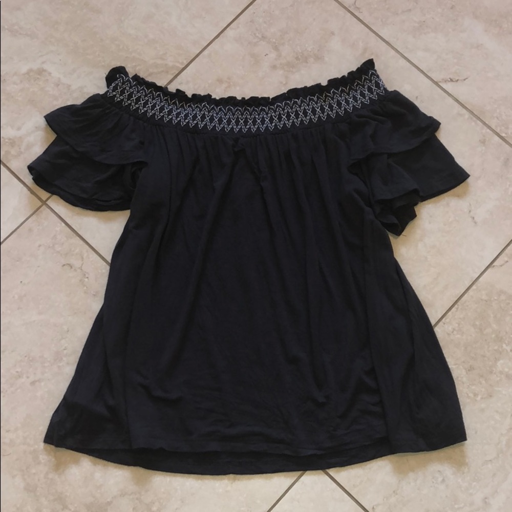SUPER soft black off the shoulder top, Aerie
